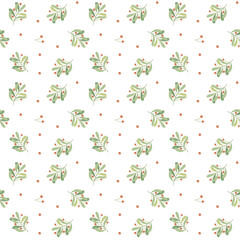 Seamless vector pattern with mistletoe. Mistletoe berries and leaves. vector Illustration