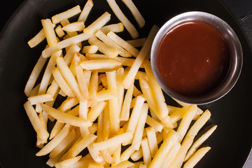 food photography art. french fries junk food concept