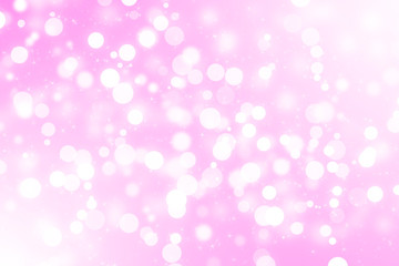 abstract white bokeh with star or snow and bubble on pink and white background for christmas on winter or love at valentine day