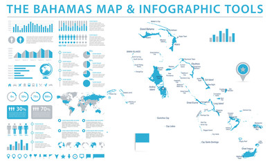 The Bahamas Map - Info Graphic Vector Illustration