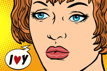 Pop art woman I love you