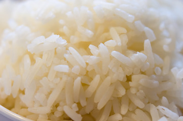 Steamed rice closed up