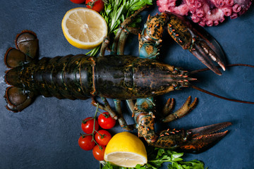 Lobster prepare recipe kitchen seafood concept. Restaurant culinary delights.