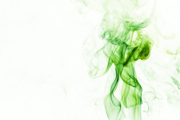 Green smoke on white background