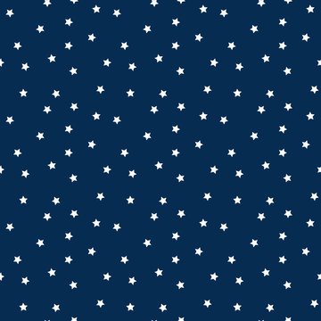 White Stars on navy background, seamless pattern