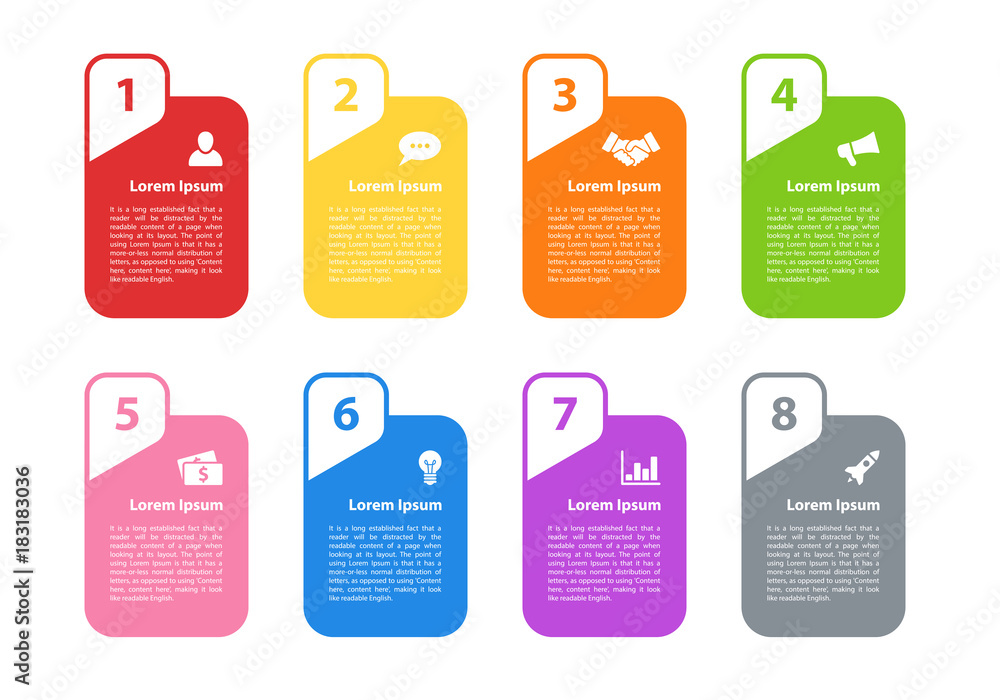 Wall mural infographic design business concept vector illustration with 8 steps or options or processes represe