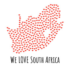 Republika Południowej Afryki Mapa z czerwonymi sercami - symbol miłości. abstrakcyjne tło - 183183428
