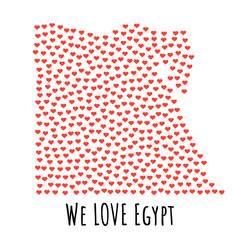Egypt Map with red hearts - symbol of love. abstract background