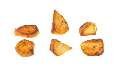 fried potatoes isolated on white background