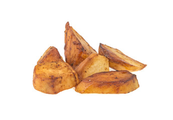 fried potatoes isolated on white background