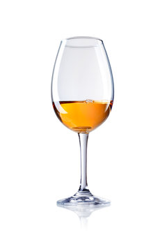 glass of liqueur, brandy , cognac,  isolated