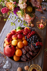 Naklejka na ściany i meble fruit plate. Fruit and berry dish