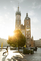 Fototapeta St. Mary's Basilica on Main Square in Krakow, Poland obraz
