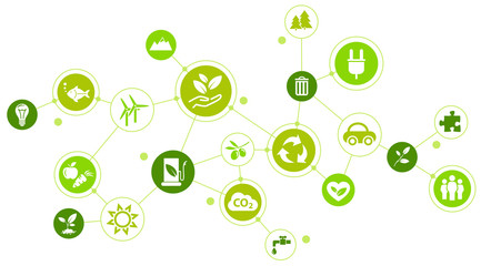 environmental consciousness / environmental challenges vector illustration