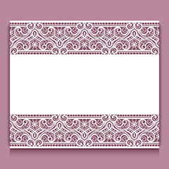 Cutout paper frame with lace border ornament