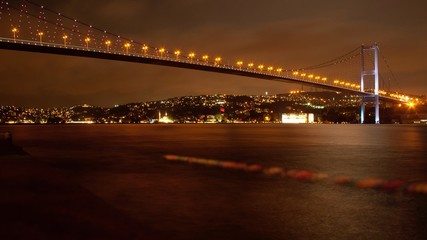 Fototapeta na wymiar Night scene of Istanbul Bosphorus Bridge