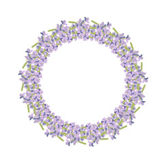 Vector lavender wreath. Provencal style. Vintage border frame, retro ornament pattern with lavender flowers. Text place. Design for greeting card, packaging, wedding card, cosmetics, organic products.