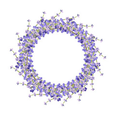 Vector lavender wreath. Provencal style. Vintage border frame, retro ornament pattern with lavender flowers. Text place. Design for greeting card, packaging, wedding card, cosmetics, organic products.
