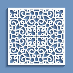 Square panel with lace ornament, template for cutting