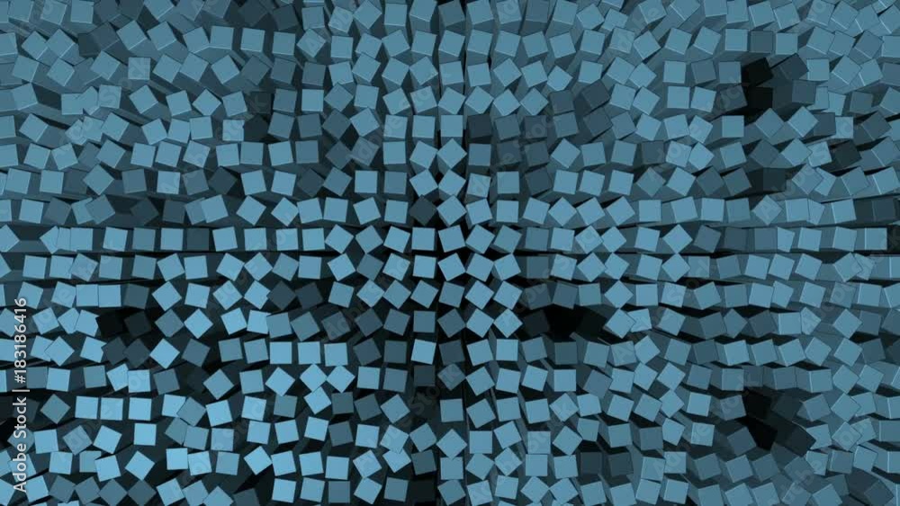 Poster earth pulsation from cubes. rotation. blinking. cinematic background. moving cubes.