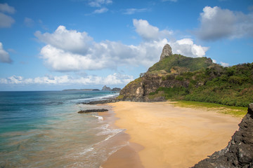 Praia do Americano Beach with Morro do Pico on background - Fernando de Noronha, Pernambuco, Brazil