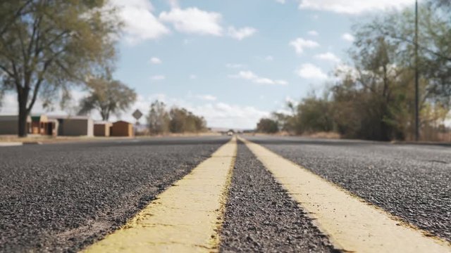 gimbal shot of historic route 66 in Seligman Arizona