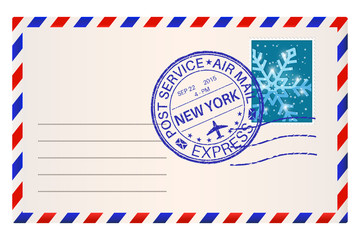 Envelope with snowflake stamp and New York postmark