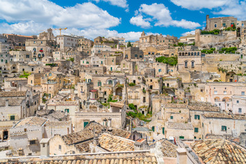 Scenic view in the "Sassi" district in Matera, in the region of Basilicata, in Southern Italy.