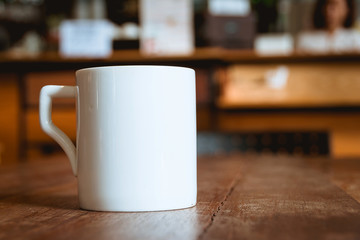 Coffee mug in coffee shop cafe
