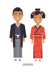 Japan Traditions and Customs Vector Illustration