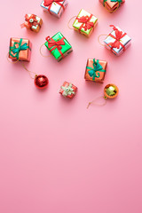 lot of gift box on color background