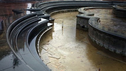 Fountain under the rain in Lviv, Ukraine