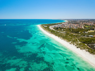 Fototapeta na wymiar Aerial photo looking north from Hillarys Beach in the northern suburbs of Perth, Western Australia.