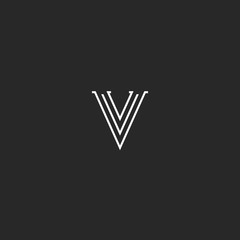Elegant letter V logo medieval monogram. Simple minimal style linear typography design element.