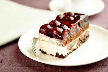 Chocolate cake with sour cherries