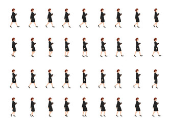 Business girl walk cycle animation sprite sheet,  Women walk cycle, Animation Frames
