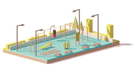 Vector low poly street fitness gym