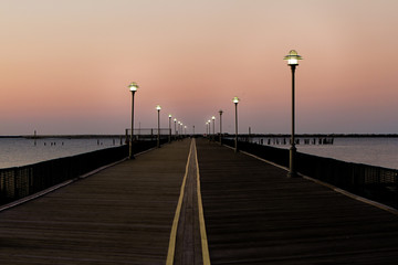 empty fishing pier sunset