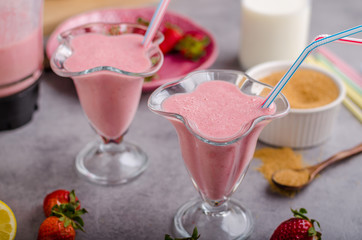 Milkshake strawberries drink