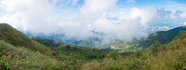 Fototapeta na wymiar Panorama view of Kew Mae Pan Nature Trail, Chiangmai, Thailand