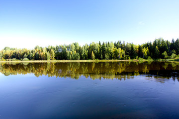 Fototapeta na wymiar Calm and beautiful Kymijoki river in Finland.