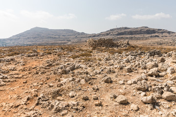 Stony landscape on the way to the Kleoboulous's tomb in Lindos on the Rhodes Island, Greece. 