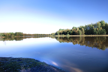 Calm and beautiful Kymijoki river in Finland.