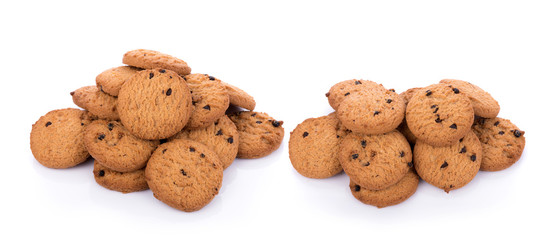 Chocolate chip cookie on white background
