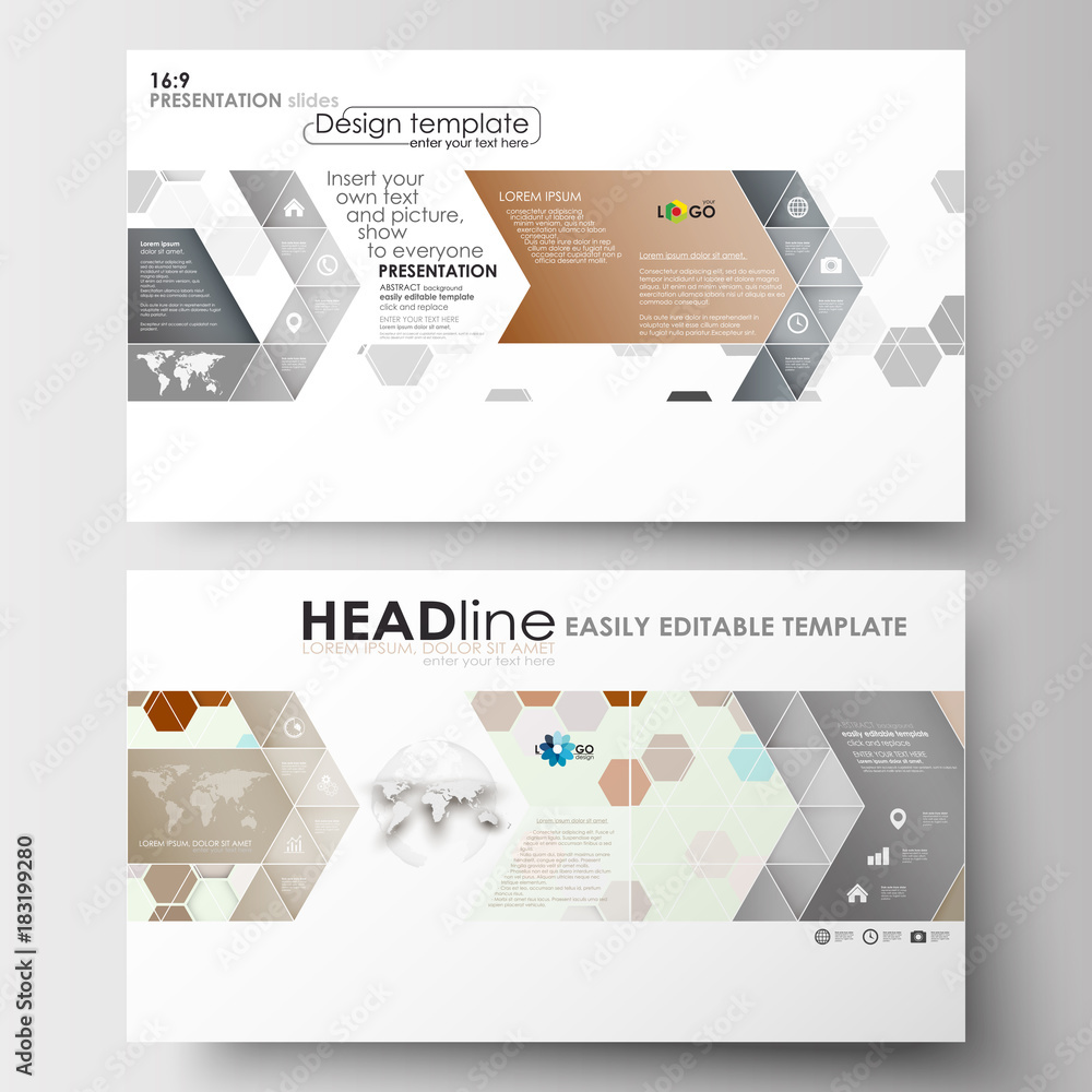 Poster business templates in hd format for presentation slides. easy editable layouts in flat design. abstr