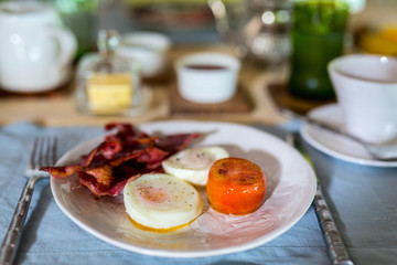 Breakfast with fried eggs