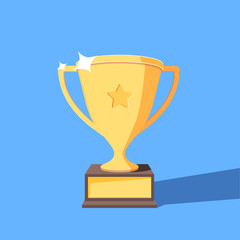 Trophy Cup. Winners cup for victory or achievement. Vector flat illustration.