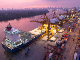 container,container ship in import export and business logistic,By crane,Trade Port , Shipping,cargo to harbor.Aerial view,Water transport,International,Shell Marine,transportation,logistic,trade,port