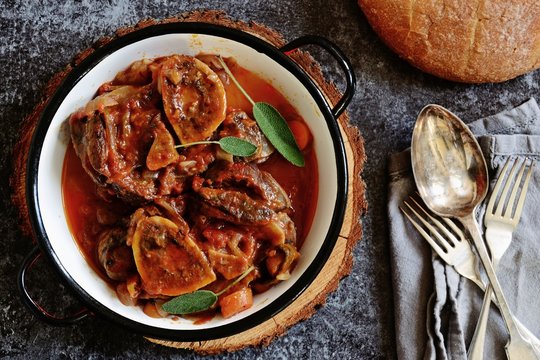Slow-Braised Osso Buco. Traditional italian food
