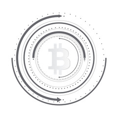 Virtual symbols of the coin bitcoin. Crypto currency. Abstract technology.